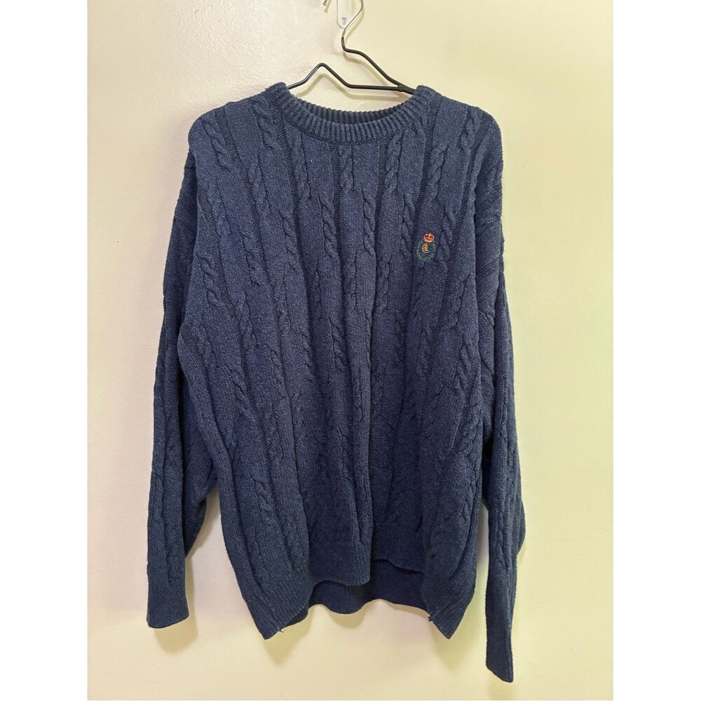 Ralph Lauren Chaps Vintage Heathered Blue cotton crewneck sweater size xl